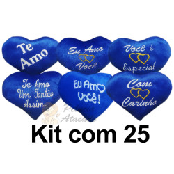 Kit: 25 Corações M Azul