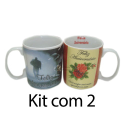 Kit: 2 Canecas Porcelana...