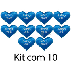 Kit: 10 Corações P Azul