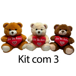 Kit: 3 Urso Com Coração
