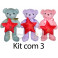 Kit: 3 Ursos de Laço estrela de natal