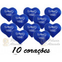 Kit: 10 Corações P Azul