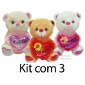 Kit: 3 Urso Com Coração