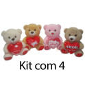Urso coração te amo - kit com 6