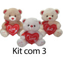 Kit: 3 Ursos Coração