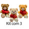 Kit: 3 Ursos de Coração