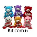 Kit: 6 Ursos Coração 