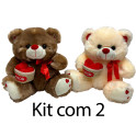 Kit: 2 Ursos Coração Cesta