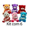Kit: 6 Ursos Coração 