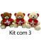 Kit: 3 Ursos de Laço P