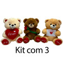 Urso apaixonado te amo kit com 3