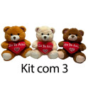 Kit: 3 Urso Com Cora&ccedil;&atilde;o