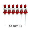 Kit: 12 Ursinhos e Rosas Artificiais com P&eacute;talas de Sabonete