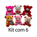 Kit: 6 Ursos e Cora&ccedil;&otilde;es