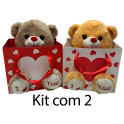 Kit: 3 Urso Cora&ccedil;&atilde;o Amor