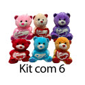 Kit: 6 Ursos Cora&ccedil;&atilde;o 